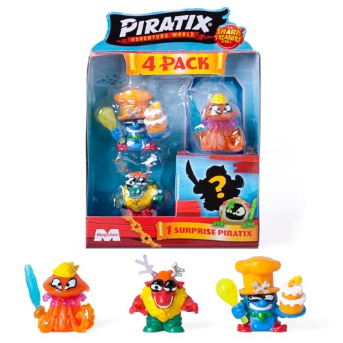 PIRATIX ADVENTURE WORLD Serie Shark Treasure, 4 Stück, enthält 4 Piratix, 1 "Glas und 1 Überraschung und 4 "Kristall-Zubehör, Packung mit 6 Stück PIRATIX ADVENTURE WORLD Serie Shark Treasure, 4 Stück, enthält 4 Piratix, 1 "Glas und 1 Überraschung und 4 "Kristall-Zubehör, Packung mit 6 Stück von PIRATIX ADVENTURE WORLD