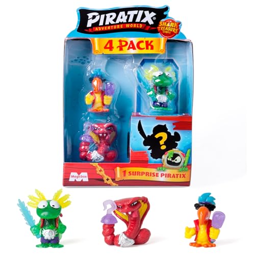 PIRATIX ADVENTURE WORLD Serie Shark Treasure, 4 Stück, enthält 4 Piratix, 1 "Glas und 1 Überraschung und 4 "Kristall-Zubehör, Packung mit 6 Stück PIRATIX ADVENTURE WORLD Serie Shark Treasure, 4 Stück, enthält 4 Piratix, 1 "Glas und 1 Überraschung und 4 "Kristall-Zubehör, Packung mit 6 Stück von PIRATIX ADVENTURE WORLD