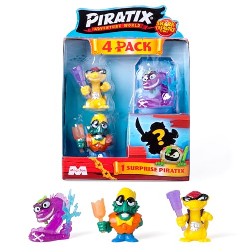 PIRATIX ADVENTURE WORLD Shark Treasure Serie, 4 Stück, enthält 4 Piratix, 1 'Glas' und 1 Überraschung und 4 Glas-Zubehörteile, 5er Pack mit 6 Stück PIRATIX ADVENTURE WORLD Shark Treasure Serie, 4 Stück, enthält 4 Piratix, 1 'Glas' und 1 Überraschung und 4 Glas-Zubehörteile, 5er Pack mit 6 Stück von PIRATIX ADVENTURE WORLD