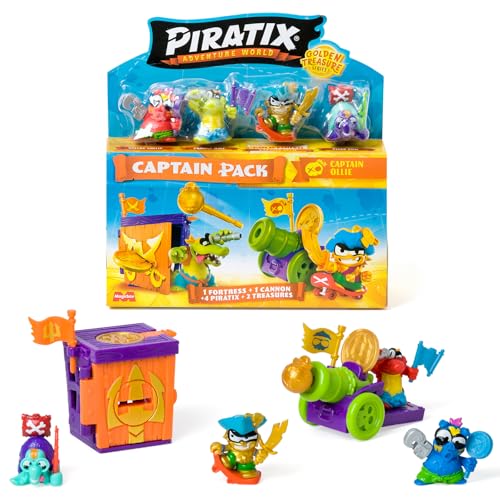 PIRATIX Golden Treasure Series - Captain Pack Ollie Enthält 4 Piratix;1 goldener Kapitän und 1 Überraschungspiratix, 4 Zubehörteile, 1 Festung, 1 Kanone, 2 exklusive Schätze und 2 Flaggen Pack 6 von 6 PIRATIX Golden Treasure Series - Captain Pack Ollie Enthält 4 Piratix;1 goldener Kapitän und 1 Überraschungspiratix, 4 Zubehörteile, 1 Festung, 1 Kanone, 2 exklusive Schätze und 2 Flaggen Pack 6 von 6 von PIRATIX ADVENTURE WORLD