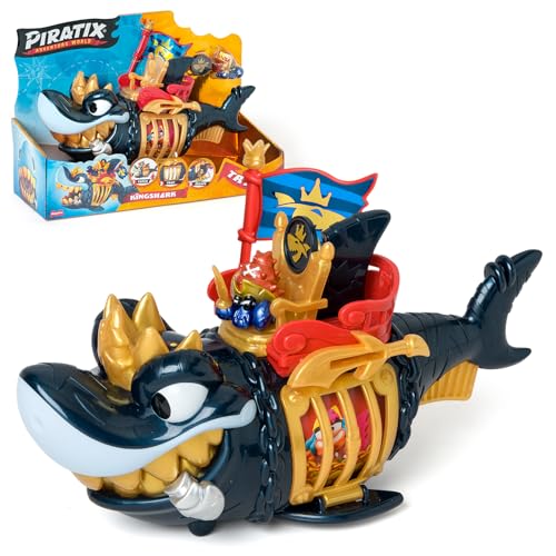 PIRATIX King Shark Golden Teeth - Gelenkhai mit einem Käfig zum Fangen der rivalen Piratix - Enthält 1 Hai, 1 exklusiver Schatz, 1 exklusiver Piratix und 1 Zubehör! Exklusiv bei Amazon PIRATIX King Shark Golden Teeth - Gelenkhai mit einem Käfig zum Fangen der rivalen Piratix - Enthält 1 Hai, 1 exklusiver Schatz, 1 exklusiver Piratix und 1 Zubehör! Exklusiv bei Amazon von PIRATIX ADVENTURE WORLD