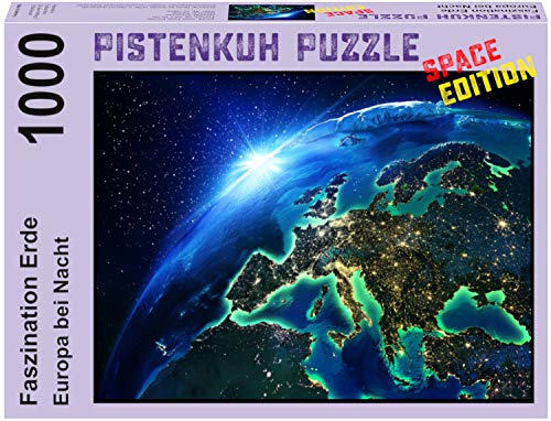 PISTENKUH Puzzle - Space Edition - 1000 Teile - Faszination Erde - Europa bei Nacht von PISTENKUH