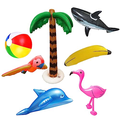 PIUMOJ Aufblasbare Palmen Spielzeug Set, Aufblasbare Palmen Aufblasbar Flamingos Papagei Banane Strand Bälle Spielzeug für Sommer Schwimmbad Hawaii Deko Themenparty, 7 Stück PIUMOJ Aufblasbare Palmen Spielzeug Set, Aufblasbare Palmen Aufblasbar Flamingos Papagei Banane Strand Bälle Spielzeug für Sommer Schwimmbad Hawaii Deko Themenparty, 7 Stück von PIUMOJ
