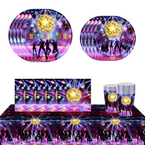 PIUMOJ Partygeschirr Set Disco, Jahre Disco Geburtstag Party Supplies, Musik Party Geschirr, Pappteller, Pappbecher, Servietten, 70er 80er 90er Dekoration Geburtstag Partygeschirr, 16 Gäste PIUMOJ Partygeschirr Set Disco, Jahre Disco Geburtstag Party Supplies, Musik Party Geschirr, Pappteller, Pappbecher, Servietten, 70er 80er 90er Dekoration Geburtstag Partygeschirr, 16 Gäste von PIUMOJ