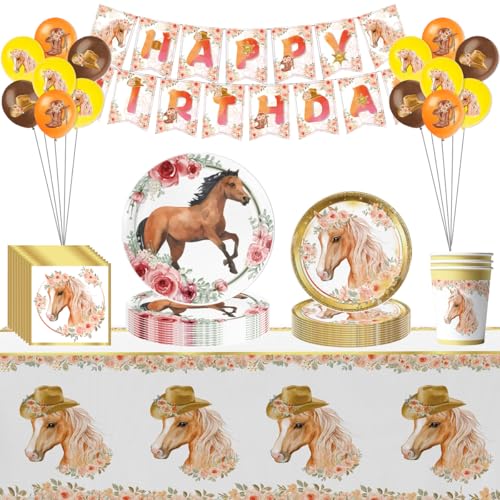 PIUMOJ Pferd Partygeschirr Set, Pferde Geburtstag Party Geschirr, Geburtstag Pferde Party Set, Pappteller, Tassen, Servietten, Banner, Pferd Party Geschirr Dekorationen für 10 Gäste PIUMOJ Pferd Partygeschirr Set, Pferde Geburtstag Party Geschirr, Geburtstag Pferde Party Set, Pappteller, Tassen, Servietten, Banner, Pferd Party Geschirr Dekorationen für 10 Gäste von PIUMOJ