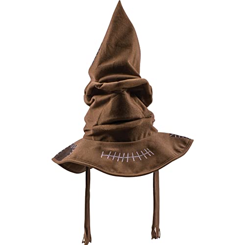 PIUMOJ Zauberer Hut, Harry Sprechender Hut, Talking Sorting Hat für Kinder Erwachsene Halloween Party Supplies Dress-up Cosplay Kostüm Zubehör, Braun, 38*38*40 cm, (WHX-0096) von PIUMOJ