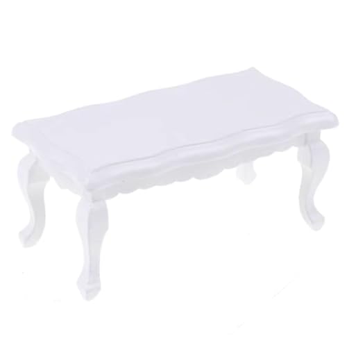 1/12 Dollhouse Holz Couchtisch, Mini -Holz Tee Tisch, Miniaturmöbelmodel Spielhaus für Puppenhauszubehör/weißer Puppenhaus Schreibtisch von PIUpiuLIANG