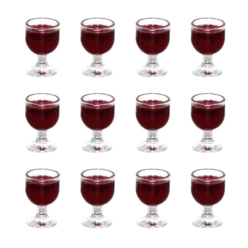 PIUpiuLIANG 12pcs Mini Weingläser, 0, 6x0.4 Mini Wine Dollhouse Miniatures Harz 1/12 Maßstab Accessoires für Puppenhausküchenspielzeug von PIUpiuLIANG