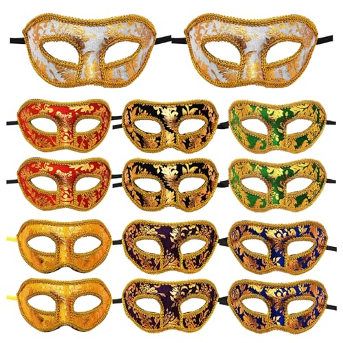 PIUpiuLIANG 14pcs masquerade masken Männer 7x3, 5 Zoll 7 Farben weich bequeme halbe Gesichtsmasquerade -Ballmasken für Partyzubehör PIUpiuLIANG 14pcs masquerade masken Männer 7x3, 5 Zoll 7 Farben weich bequeme halbe Gesichtsmasquerade -Ballmasken für Partyzubehör von PIUpiuLIANG