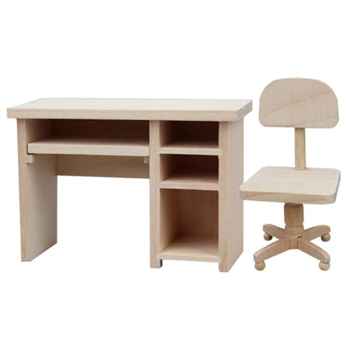 PIUpiuLIANG 2pcs/festgelegte Miniaturmöbel, 1: 12 Holzpuppenhaustisch und Mini -Stuhl für Puppenhaus -Bürozubehör PIUpiuLIANG 2pcs/festgelegte Miniaturmöbel, 1: 12 Holzpuppenhaustisch und Mini -Stuhl für Puppenhaus -Bürozubehör von PIUpiuLIANG