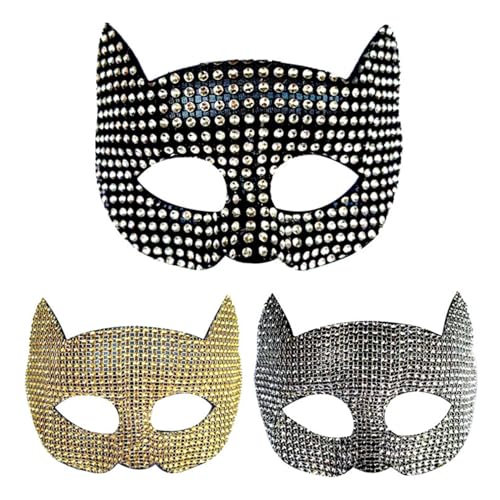 PIUpiuLIANG 3pcs Strass -Maskerade -Maske, Schwarz, Gold und Silber, glänzende Katze Maskerade Maske Kostüm -Requisiten für Frauen Mädchen Kostümparty Accessoire PIUpiuLIANG 3pcs Strass -Maskerade -Maske, Schwarz, Gold und Silber, glänzende Katze Maskerade Maske Kostüm -Requisiten für Frauen Mädchen Kostümparty Accessoire von PIUpiuLIANG