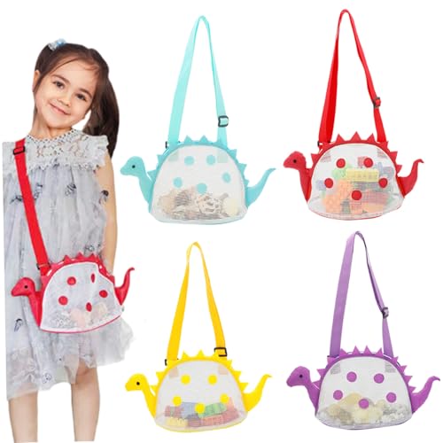 4PCS Kids Beach Bag, Dinosaurier -Form -Muschel -Tasche mit Reißverschluss Personalisiertes Muschel Sammeln Sie Beutel für Jungen und Mädchen Kinder Strand von PIUpiuLIANG
