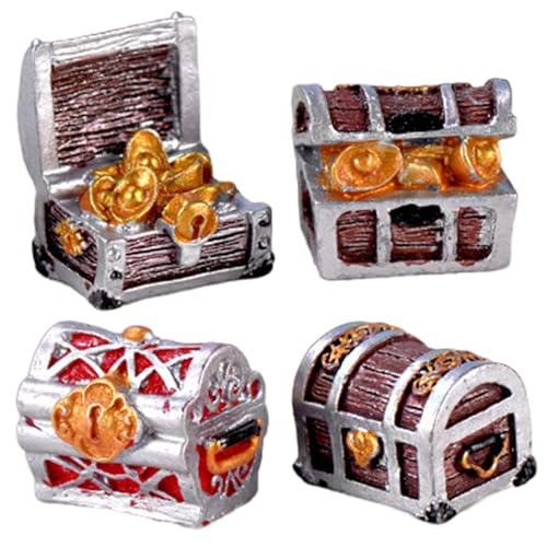 PIUpiuLIANG 4pcs Aquarium Schatzkiste, realistische Vintage Miniatur -Schatzkiste, Unterwasser -Aquarium -Dekor Ornamente für Fischtankkunsthandwerk Dekoration von PIUpiuLIANG