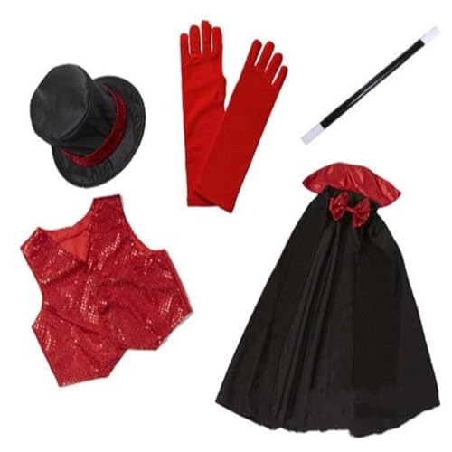 PIUpiuLIANG 5pcs/Set Magier Kostüm Kindern tun Spiel Rollenspiel Stoff Magier Set Hut, Weste, Zauberstab, Umhang, Handschuh Kinder Dress -up Kostüme für Halloween, Party, Bühne PIUpiuLIANG 5pcs/Set Magier Kostüm Kindern tun Spiel Rollenspiel Stoff Magier Set Hut, Weste, Zauberstab, Umhang, Handschuh Kinder Dress -up Kostüme für Halloween, Party, Bühne von PIUpiuLIANG