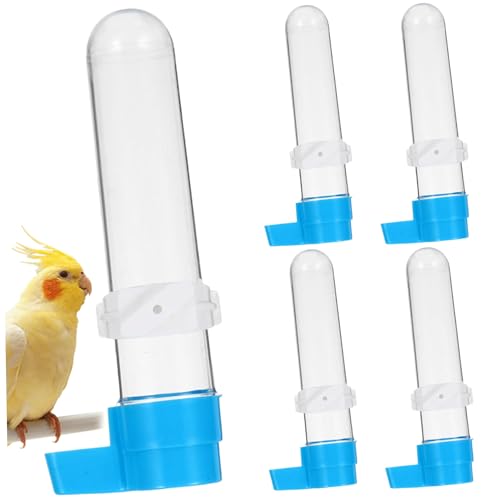PIUpiuLIANG 5pcs Vogelwasserfuttermittel, 120 ml Vogelwasserspender, automatischer transparenter Käfigspender mit blau von PIUpiuLIANG
