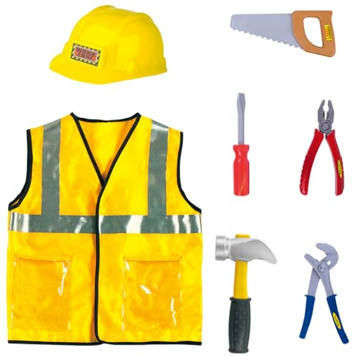 PIUpiuLIANG 7PCS/Set Construction Worker Kostüm Kids, Soft & komfortable Polyester-Kleinkind-Bauarbeiter Kostüm für Rollenspiele PIUpiuLIANG 7PCS/Set Construction Worker Kostüm Kids, Soft & komfortable Polyester-Kleinkind-Bauarbeiter Kostüm für Rollenspiele von PIUpiuLIANG