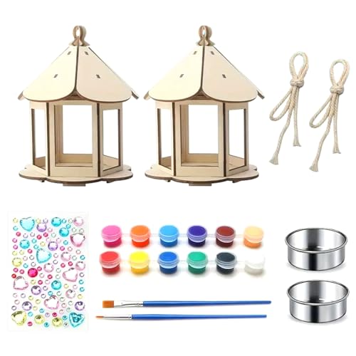 PIUpiuLIANG Bird Feeder Kits für Kinder, 1 Set Pavilion Form Holz Vogelfutterleiter Kit, hängende DIY -Lack -Kit mit 12 Farben Farben und Pinsel für Kinder Jungen Mädchen PIUpiuLIANG Bird Feeder Kits für Kinder, 1 Set Pavilion Form Holz Vogelfutterleiter Kit, hängende DIY -Lack -Kit mit 12 Farben Farben und Pinsel für Kinder Jungen Mädchen von PIUpiuLIANG