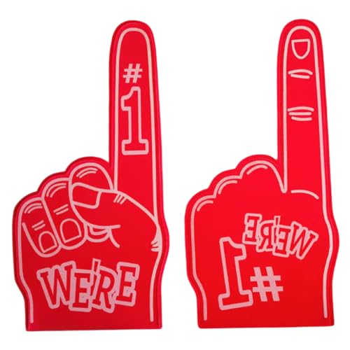 PIUpiuLIANG Cheerleaderschaumfinger bedeckt 18 Zoll Riese Jubel Requisiten Cheerleading Foam Hand Pompom für Sport 2pcs rot von PIUpiuLIANG