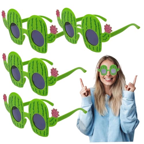 PIUpiuLIANG Lustige Sonnenbrille, 4PCs Kaktus lustige Sonnenbrille, Plastikpartygläser, Brille für Erwachsene Kinder, Strand Hawaiian Party Sommer von PIUpiuLIANG