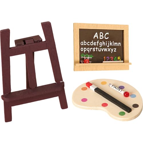 PIUpiuLIANG Miniaturpuppenhauszubehör 3PCS Natrual Holzpuppenhaus Miniaturen Malwerkzeug Set DIY Miniature Elektro -Staffelei Ölmalerei Set für Puppenhausdekoration PIUpiuLIANG Miniaturpuppenhauszubehör 3PCS Natrual Holzpuppenhaus Miniaturen Malwerkzeug Set DIY Miniature Elektro -Staffelei Ölmalerei Set für Puppenhausdekoration von PIUpiuLIANG