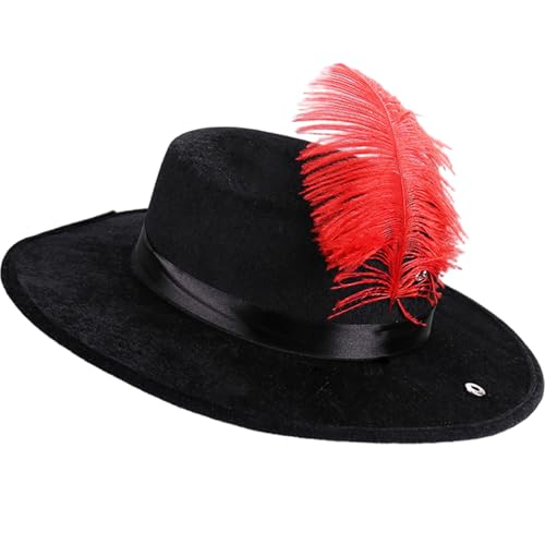 PIUpiuLIANG Top -Hüte für Männer Frauen schwarzer Top -Hut mit roten Federn Erwachsener Größe Filzkostüm Accessoire für Halloween -Party -Kostüm Kostüm Accessoire Hut PIUpiuLIANG Top -Hüte für Männer Frauen schwarzer Top -Hut mit roten Federn Erwachsener Größe Filzkostüm Accessoire für Halloween -Party -Kostüm Kostüm Accessoire Hut von PIUpiuLIANG