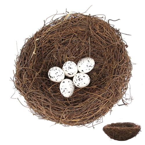 PIUpiuLIANG Vogelnest, 5, 9 Zoll Rattan Künstliche Vögel Nest Dekor mit 5 Schaumeier für Handwerksheim -Party -Dekor Vogel PIUpiuLIANG Vogelnest, 5, 9 Zoll Rattan Künstliche Vögel Nest Dekor mit 5 Schaumeier für Handwerksheim -Party -Dekor Vogel von PIUpiuLIANG