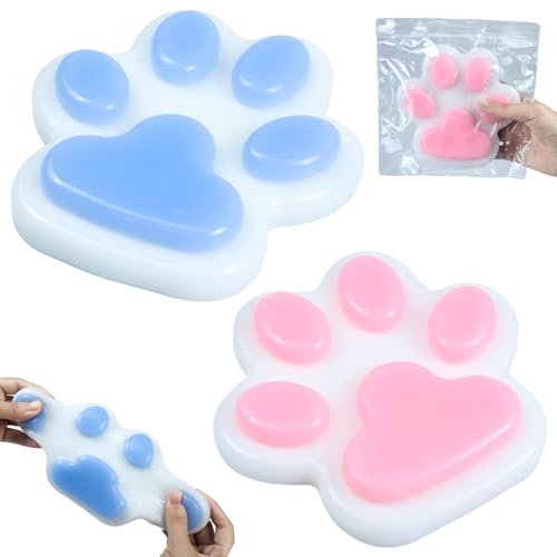 PIWOSGOL 2 Stück Squishy Pfote XXL Katzenpfoten Squishy Groß, Angst und Entspannung Taba Squishy Pfote Cat Paw Squishy FuFu Squishys für Kinder und Erwachsene(Blau+Rosa) von PIWOSGOL