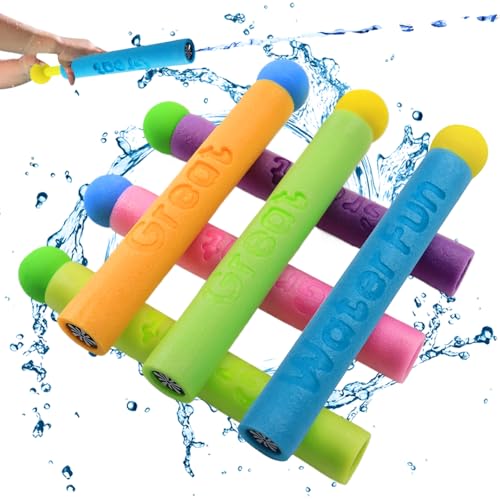 PIWOSGOL 6 Stück Wasserpistole Kinder, 21.5cm Wasserpistole Schaumstoff Bunt, 7m Reichweite Spritzpistole Kinder, Wasserspritzpistole für Jungen und Mädchen Strand Pool Sommerfest Spielzeug von PIWOSGOL