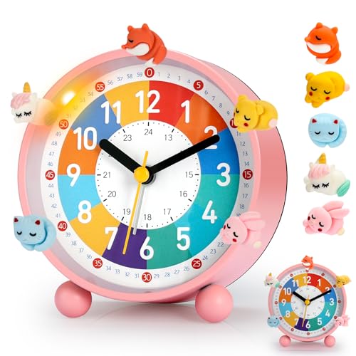 PIXESTT Wecker Kinder, Kinderwecker für Schulanfänge, Kein Tickendes Geräusch, Mit Nachtlicht und Schlummerfunktion, Mit 5 Wecker-Dekoration, Geeignet für Das Lernen, Schlaf-Weck-Aufwachen A PIXESTT Wecker Kinder, Kinderwecker für Schulanfänge, Kein Tickendes Geräusch, Mit Nachtlicht und Schlummerfunktion, Mit 5 Wecker-Dekoration, Geeignet für Das Lernen, Schlaf-Weck-Aufwachen A von PIXESTT