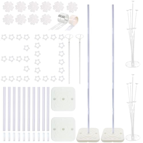 2 Set 1,5 m Ballonsäulen-Kit, 2 Set Ballon-Tischständer, 10 Stück Ballon-Blumenclips, 2 Stück Ballon-Dekorationsstreifen und 100 Stück Klebepunkte für die Geburtstags-Hochzeitsfeier-Dekoration 2 Set 1,5 m Ballonsäulen-Kit, 2 Set Ballon-Tischständer, 10 Stück Ballon-Blumenclips, 2 Stück Ballon-Dekorationsstreifen und 100 Stück Klebepunkte für die Geburtstags-Hochzeitsfeier-Dekoration von PIXHOTUL