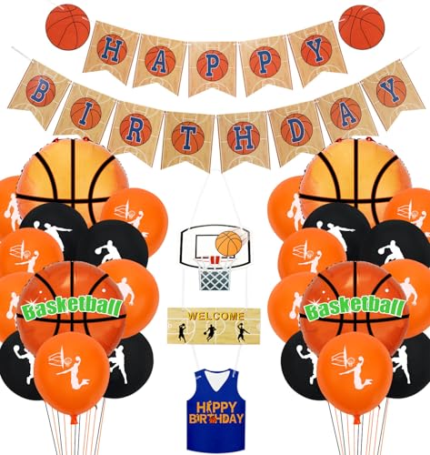 Basketball Party Dekorationen, HAPPY BIRTHDAY Basketball Banner, Willkommen hängendes Dekor und 34 Stück Basketball unter dem Motto Luftballons für Kinder, Jungen und Basketballfans Geburtstagsfeier Basketball Party Dekorationen, HAPPY BIRTHDAY Basketball Banner, Willkommen hängendes Dekor und 34 Stück Basketball unter dem Motto Luftballons für Kinder, Jungen und Basketballfans Geburtstagsfeier von PIXHOTUL