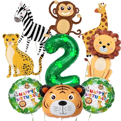 Dschungel Tier Luftballons, Safari Geburtstagsdekorationen, Groß 101.6 cm Zahl 2 Luftballon, Niedliche Lächeln Tier Luftballons, für Jungen Mädchen 2nd Geburtstag, Dschungel Safari Mottoparty Dschungel Tier Luftballons, Safari Geburtstagsdekorationen, Groß 101.6 cm Zahl 2 Luftballon, Niedliche Lächeln Tier Luftballons, für Jungen Mädchen 2nd Geburtstag, Dschungel Safari Mottoparty von PIXHOTUL