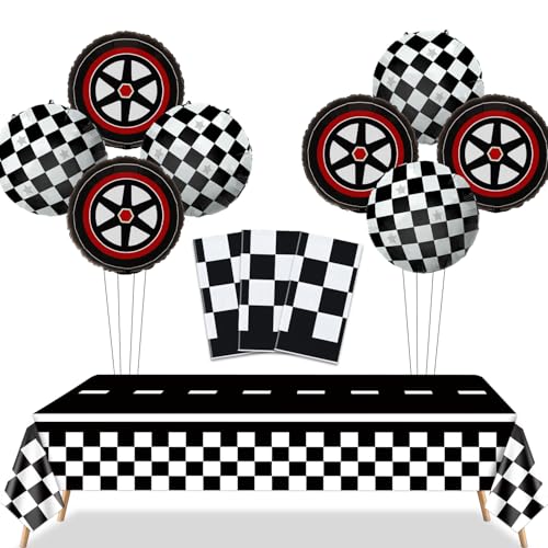 Rennwagen-Party-Dekorationen - 3 Stück karierte Rennstrecke Tischdecken, 8 Stück Folie Rennwagen Ballons karierte Flagge Tischdecke für Kinder Erwachsene Rennen Auto Geburtstag Party Supplies Rennwagen-Party-Dekorationen - 3 Stück karierte Rennstrecke Tischdecken, 8 Stück Folie Rennwagen Ballons karierte Flagge Tischdecke für Kinder Erwachsene Rennen Auto Geburtstag Party Supplies von PIXHOTUL