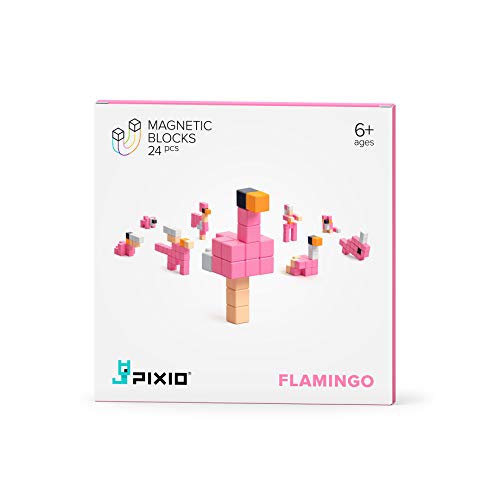 PIXIO Flamingo Story Series 24 Magnetbausteine Stressabbau Konstruktionsspielzeug Bausteine in 8-Bit-Pixelkunst Kreativität für Kinder Fidget Toy von PIXIO