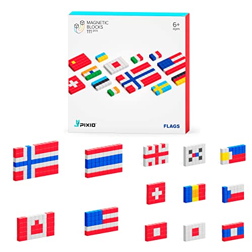 PIXIO Flaggen – Magnetische Bausteine für Kinder ab 6 Jahren, Pixel-Kunst, STEM-Magnetspielzeug für Kinder im Alter von 8–12 Jahren, tragbare Magnetblöcke für Kreativität – 162 Stück PIXIO Flaggen – Magnetische Bausteine für Kinder ab 6 Jahren, Pixel-Kunst, STEM-Magnetspielzeug für Kinder im Alter von 8–12 Jahren, tragbare Magnetblöcke für Kreativität – 162 Stück von PIXIO