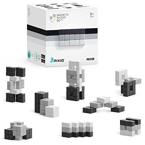 PIXIO Noir - Winzige magnetische Bausteine im Pixel-Art-Stil mit kostenloser App - 8 mm Bauwürfel mit 6 Innenmagneten - Kreatives Spielzeug ab 6 Jahre Jungen und Mädchen von PIXIO