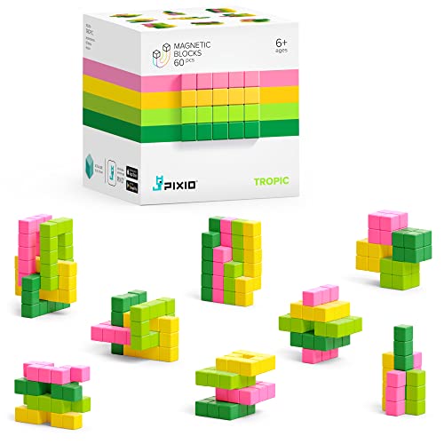PIXIO Tropic - Winzige magnetische Bausteine im Pixel-Art-Stil mit kostenloser App - 8 mm Bauwürfel mit 6 Innenmagneten - Kreatives Spielzeug ab 6 Jahre Jungen und Mädchen von PIXIO