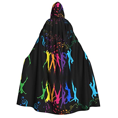 PIXOLE Dance With Music print halloween christmas cape,Unisex hooded cape party cape cosplay carnival witch costume von PIXOLE