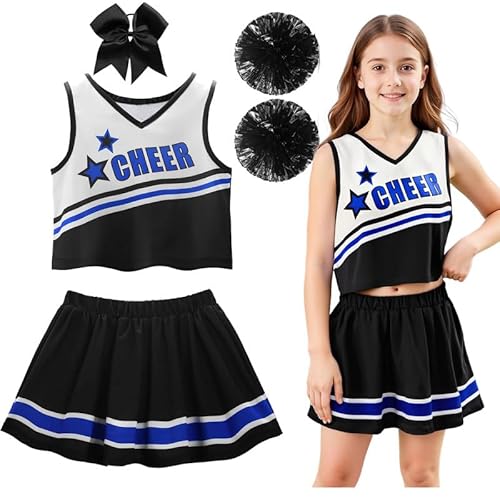 Kostüm Pompom Girl Kostüm Cheerleader Mädchen mit Pompons und Socken Haarspange Schleife Pompom Girl für Karneval Halloween Partys, 120 Kostüm Pompom Girl Kostüm Cheerleader Mädchen mit Pompons und Socken Haarspange Schleife Pompom Girl für Karneval Halloween Partys, 120 von PIXUYE