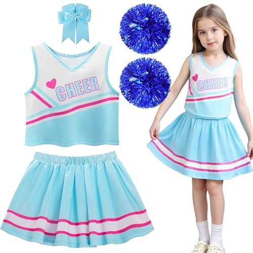 Kostüm Pompom Girl Kostüm Cheerleader Mädchen mit Pompons und Socken Haarspange Schleife Pompom Girl für Karneval Halloween Partys, 120 Kostüm Pompom Girl Kostüm Cheerleader Mädchen mit Pompons und Socken Haarspange Schleife Pompom Girl für Karneval Halloween Partys, 120 von PIXUYE
