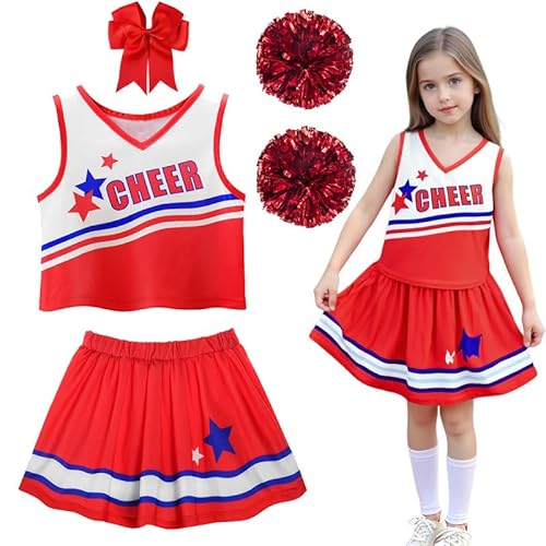 Kostüm Pompom Girl Kostüm Cheerleader Mädchen mit Pompons und Socken Haarspange Schleife Pompom Girl für Karneval Halloween Partys, 150 Kostüm Pompom Girl Kostüm Cheerleader Mädchen mit Pompons und Socken Haarspange Schleife Pompom Girl für Karneval Halloween Partys, 150 von PIXUYE