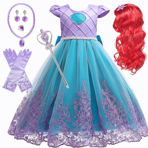Mädchen Prinzessinnenkleid Arielle Kostüm Meerjungfrau Verkleidungen Kleine Meerjungfrau mit Perücke Krone Zauberstab Kostüm Geburtstag Party Halloween Weihnachten Karneval Cosplay Kostüm, 150 cm Mädchen Prinzessinnenkleid Arielle Kostüm Meerjungfrau Verkleidungen Kleine Meerjungfrau mit Perücke Krone Zauberstab Kostüm Geburtstag Party Halloween Weihnachten Karneval Cosplay Kostüm, 150 cm von PIXUYE