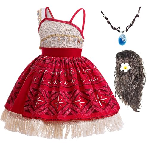 PIXUYE Vaiana Prinzessinnenkleid Vaiana Mädchen mit Perücke, Halskette, einem Blumenkranz und einem Kleid Vaiana, Karneval, Hawaii, für Geburtstag, Cosplay, Halloween, B01-90 cm PIXUYE Vaiana Prinzessinnenkleid Vaiana Mädchen mit Perücke, Halskette, einem Blumenkranz und einem Kleid Vaiana, Karneval, Hawaii, für Geburtstag, Cosplay, Halloween, B01-90 cm von PIXUYE