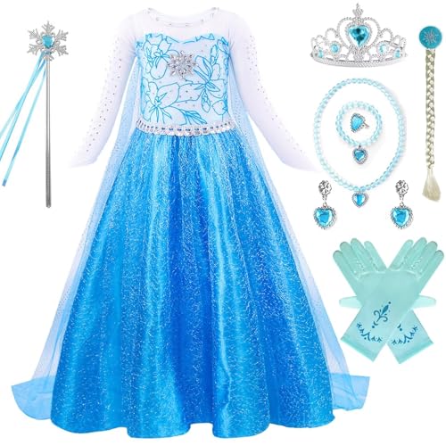 pixuye Elsa Kleid für Mädchen, Verkleidungen Prinzessin Elsa mit Krone Prinzessin Kragen Set langer Tüllrock für Karneval Halloween Weihnachten Kinder Geburtstagsfeier Kleider 100cm pixuye Elsa Kleid für Mädchen, Verkleidungen Prinzessin Elsa mit Krone Prinzessin Kragen Set langer Tüllrock für Karneval Halloween Weihnachten Kinder Geburtstagsfeier Kleider 100cm von PIXUYE
