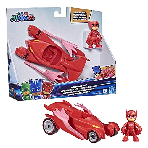 PJ MASKS F2133 Deluxe Vehicle Preschool Toy, Owl Glider Car with Owlette Action Figure for Kids Ages 3 and Up, Black von PJ Masks