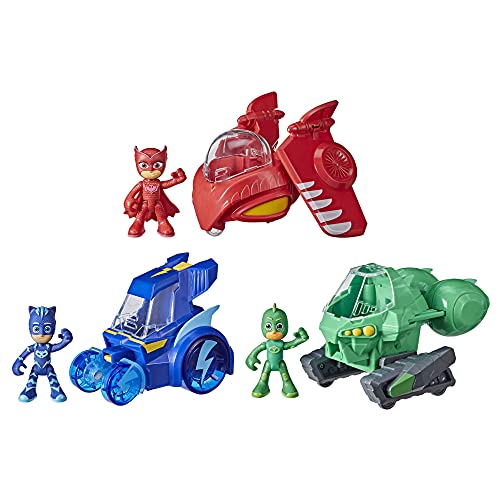 PJ Masks F2119 3-in-1-Jet, Vorschulspielzeug, Set mit 3 Fahrzeugen und 3 Action-Figuren für Kinder ab 3 Jahren, Multi, Medium von PJ Masks