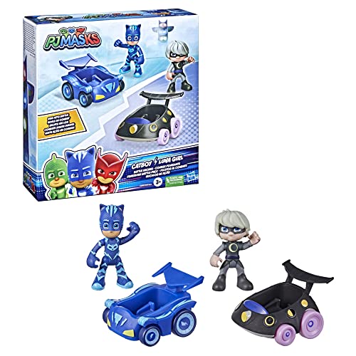 PJ Masks Catboy vs Luna Girl Fahrzeuge Battle-Pack Vorschulspielzeug, Fahrzeug und Action-Figurenset ab 3 Jahren, F2840 von PJ Masks