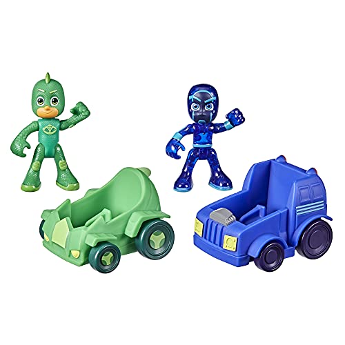 PJ Masks Gecko vs Night Ninja Fahrzeuge Battle-Pack Vorschulspielzeug, Fahrzeug und Figurenset für Kinder ab 3 Jahren, F2841, Mehrfarbig von PJ Masks