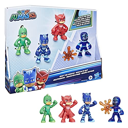 PJ Masks Nachtmission, im Dunkeln leuchtendes Action-Figurenset, Vorschulspielzeug für Kinder ab 3 Jahren von PJ Masks