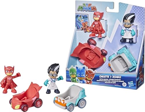 PJ Masks F2842 Owlette vs Romeo Battle-Pack Vorschulspielzeug, Fahrzeug und Action-Figurenset für Kinder ab 3 Jahren, Mehrfarbig von PJ Masks